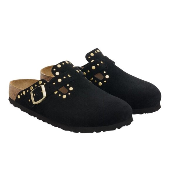 Birkenstock Boston Rivets Suede Leather Clog Black Size 37 EU New In Box - Picture 6 of 16